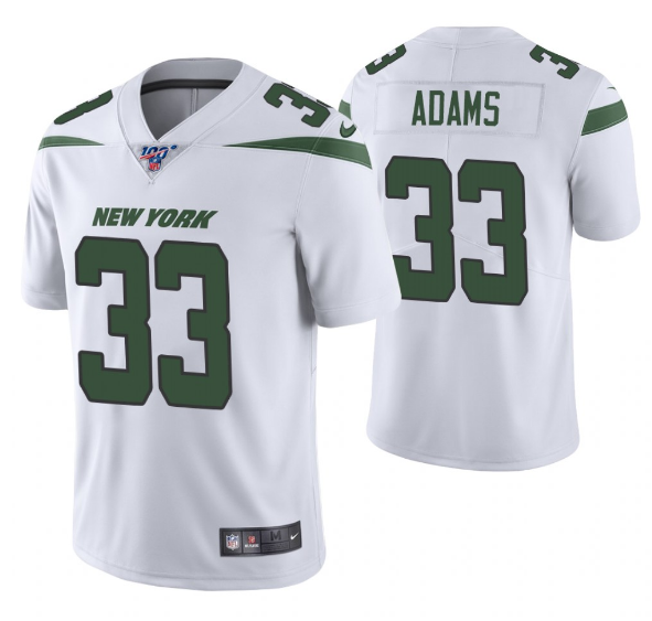 Men New York Jets 33 Jamal Adams Nike White 100th Vapor Limited NFL Jersey